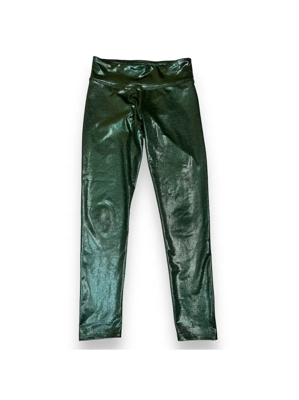 Old Navy Active Go-Dry Girls Green Shimmer Leggings Size 10/12